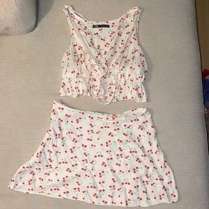 Cherry print Zara 2 piece set size small